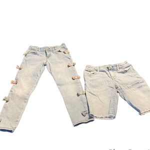 Gymboree girls sz. 6 (1) jean with bows and (1) short,  skinny, adjustable waist